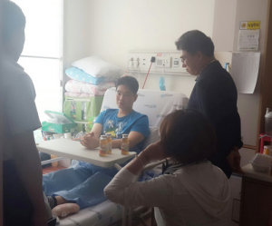 함양소방서, 훈련 중 부상 입은 직원 위로 방문 