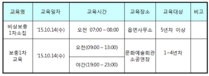 민방위 보충1차 교육(훈련) 실시계획 안내