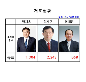 도의원 개표현황 함양읍, 안의면 제외 완료