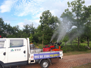 함양군보건소, 상림토요무대 잔디광장 방역 소독
