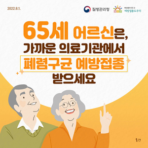 만65세 이상 어르신 폐렴구균 무료 예방접종 실시