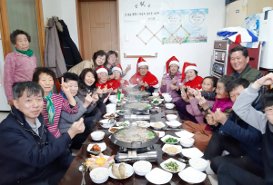 함양군 병곡면 축동경로당, 새해 첫 눈 내린 날 1분기 생일잔치 